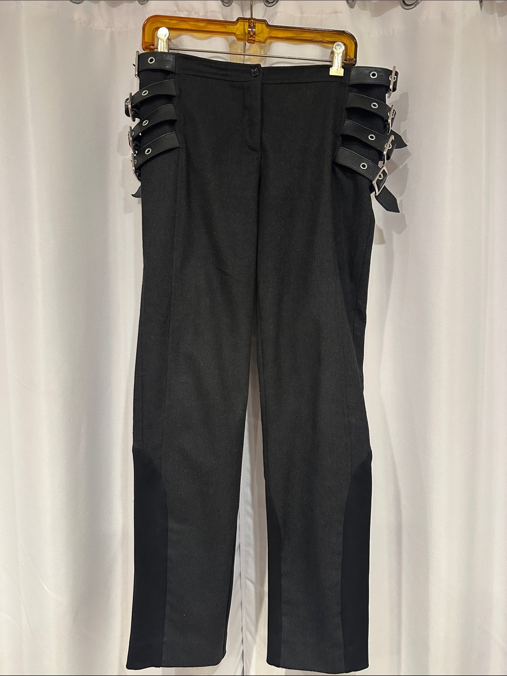 Dolce & Gabbana Black Straight-Leg latter Buckle Detail Pants